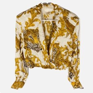 ESCADA Vintage 100% Silk Leopard Print Blouse